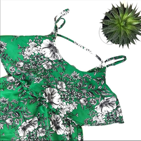 Mimi Chica Green Floral Sleeveless Mini Dress - Picture 1 of 7